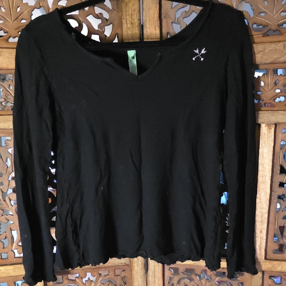 Honeydew Intimates Black Long Sleeve Top with Embroidery